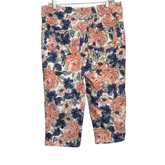 Ruby Rd Floral Cropped Stretch Jeans Women’s 12 Capris Boho Casual - Picture 8 of 12
